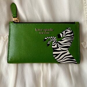Kate Spade Ziggy Zebra Embellished Small Slim Bifold Wallet
